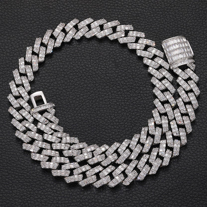 Round Zircon Mixed Inlaid 14MM Cuban Necklace