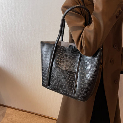 Textured faux leather shoulder tote bag set in black, beige, brown, coffee and green – perfect for commuting, work, or casual wear.