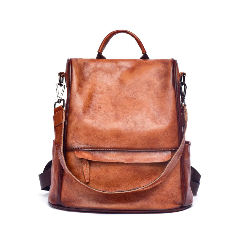 Genuine Leather Anti-Theft Backpack – Luxury Cowhide Travel Bag for Women