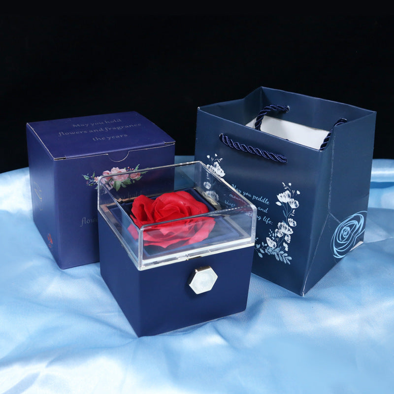 Rotating Soap Flower Rose Jewellery Gift Box – Elegant Packaging with Forever Rose