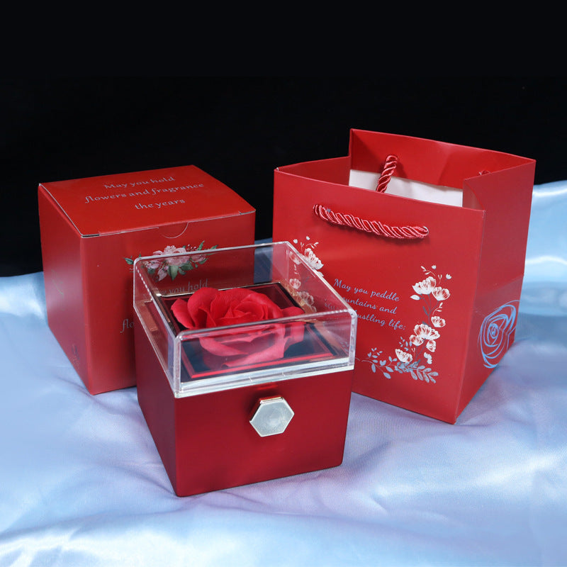 Rotating Soap Flower Rose Jewellery Gift Box – Elegant Packaging with Forever Rose