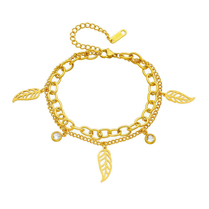 Lysera – Double-Layer Leaf Bracelet