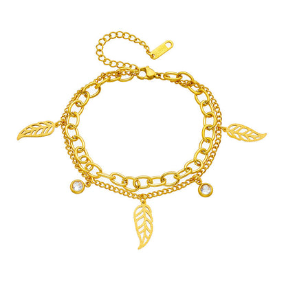 Lysera – Double-Layer Leaf Bracelet