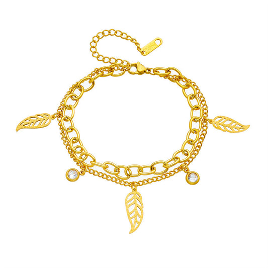 Lysera – Double-Layer Leaf Bracelet