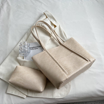 Advanced Texture Shoulder Tote – Soft Leather Commuter Bag Set