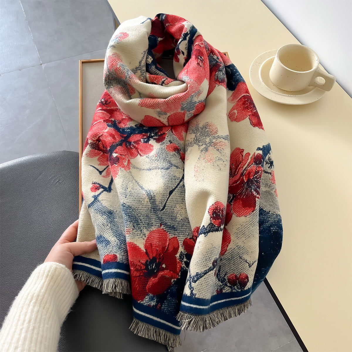 Florella – Double-Sided Floral Winter Scarf for Women