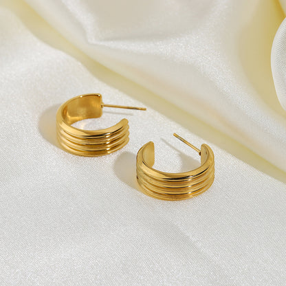 Lyra – Triple Layer C-Shaped Earrings