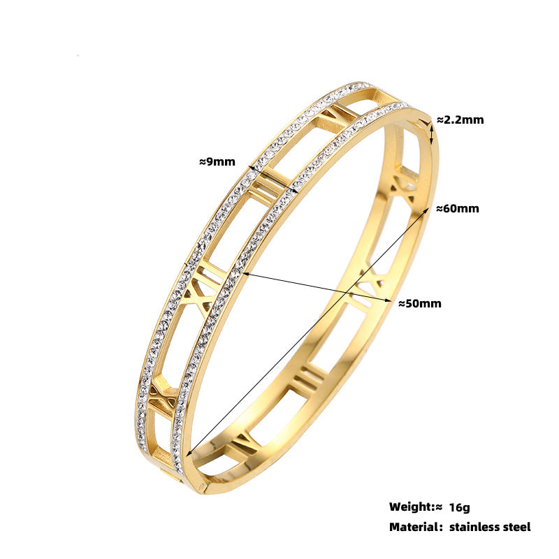 Viressa – Engraved Roman Cuff Bracelet