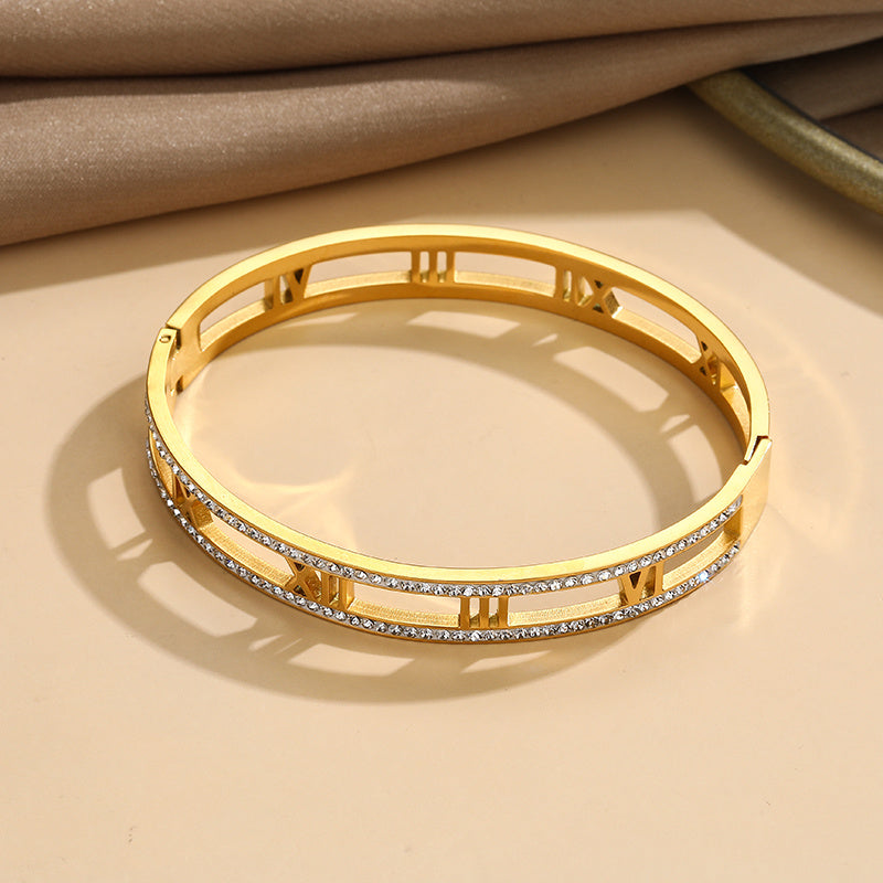 Viressa – Engraved Roman Cuff Bracelet