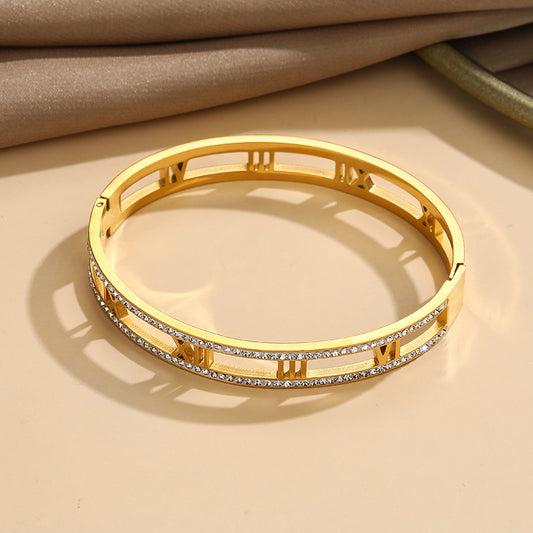 Viressa – Engraved Roman Cuff Bracelet