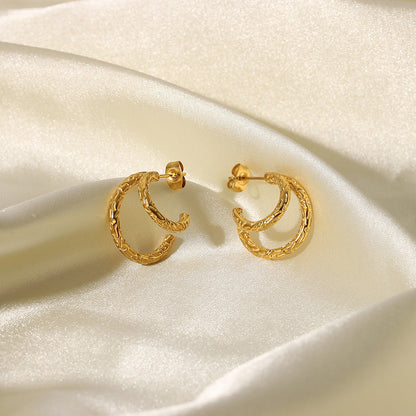 Elara – Hammered Double Hoop Earrings