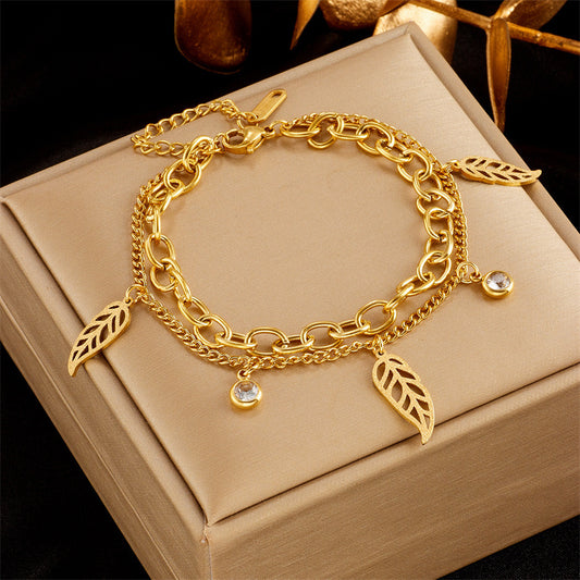 Lysera – Double-Layer Leaf Bracelet
